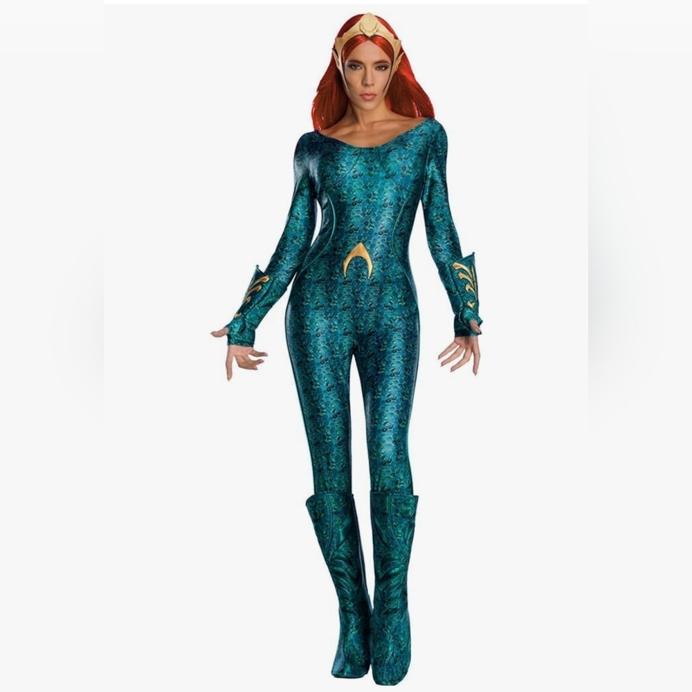Rubie's Teal Mermaid Jumpsuit Costume with Gold Accents